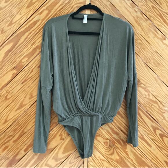 American Apparel V Neck Drape Bodysuit - Picture 1 of 5